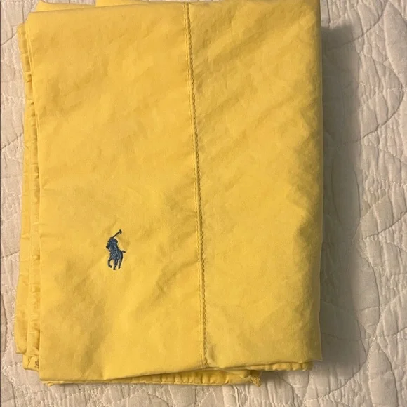 Ralph Lauren Bright Yellow Pillowcase with Blue Logo - Picture 1 of 1